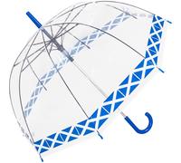 Ladies Umbrella Rain Strong Umbrella Walking Length Clear Dome Brolly Border