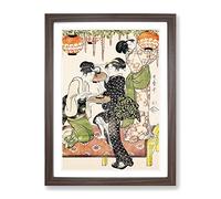 Ladies Under A Wisteria Tree By Kitagawa Utamaro Asian Japanese Framed Print | A4 Walnut Framed Wall Art | Ready to Hang | Asian Floral Picture | Living Room Bedroom Lounge Office