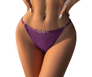 Ladies Underwear Sexy Brazilian Knickers for Women Solid Color Sexy Bikini Style Thin Straps Hollow Out Low Waist Triangle Briefs Panties Thongs Purple