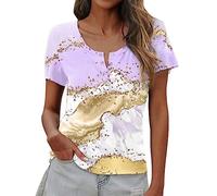 Ladies V Neck Tops Women's Long Sleeve Tops Henley Button Shirts Casual V Neck T-Shirts Tunic Lightweight Blouse Tshirt Dress Women UK Blouse (Purple, M)