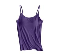 Ladies Vest Tops with Built in Bra Basic Camisole Strappy Vest Ladies Cotton Sleeveless Tops with Padded Bra Soft Comfy Cotton Cami Tops Workout Sports Yoga Tops with Built-in Bra Casual T Shirts