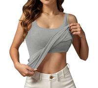 Ladies Vest Tops with Built in Bra Basic navy blue Camisole Strappy Cotton Sleeveless Tanks Soft Comfy Cami Tops Workout Sports Yoga Fitted Vests Casual T Shirts Size 8 10 12 14 16 18 20 22 24 26 28