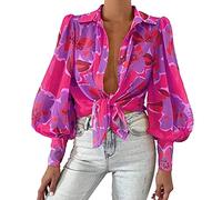 Ladies Vest Tops, Women's Cotton Button Down Shirt Short Sleeve Pleated Blouse Cold Shoulder Tops for Women UK Basic Hot Pink