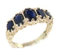 Ladies Victorian Style Solid Hallmarked Sterling Silver Sapphire Ring Hand Finished with Genuine Sapphire