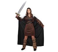 Ladies Viking Warrior Fancy Dress Costume - Brown Tunic + Cape + Sword(Small - Xx-large)