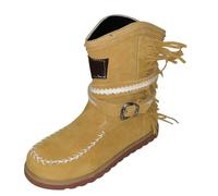 Ladies Vintage Booties Cowgirl Cowboy Boots Mid Calf Western Short Leg Half-Height Wellies Pull On Double Ankle Strap Round Toe For Date Night Club