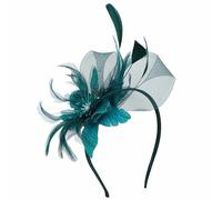 Ladies Vintage Fascinator Headpiece with Feather Mesh Elegant Flower Hair Clip Headband Wedding Cocktail Tea Party Headwear Race Day Hat Retro Hair Accessory for Women (Elegant Green, One size)