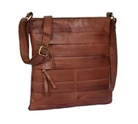 Ladies Vintage Soft Leather Cross Body Organiser Casual Travel Sling Bag Rosie Tan