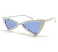 Ladies Vintage Triangle Sunglasses UV400 Bow-Knot Designed Retro Cat Eye Style (White/Blue Lens)