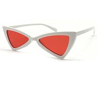 Ladies Vintage Triangle Sunglasses UV400 Bow-Knot Designed Retro Cat Eye Style (White/Orange Lens)