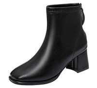 Ladies Walking Boots Ladies Fashion Solid Color Leather Bowknot Beaded Tassel Thick Heel Short Waterproof Side Buckle Short Booties Wide Calf Cowgirl Boot for Walking Hiking Hunting Fishing Work