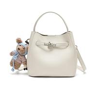 Ladies' wallet, light luxury bucket bag, lychee patterned handbag, high-end sense, one shoulder versatile crossbody bag, Beige, Crossbody