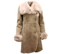 Ladies Luxurious Grey Suede Merino Sheepskin Coat with Toscana Collar