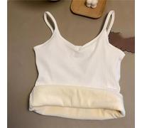 Ladies Warm Camisole Plush Thick Winter Layering Top Plus Size Cozy Sleeveless Polyester Fleece Lined Vest Thermal Underwear Baselayer for Autumn Spring(One Size White)