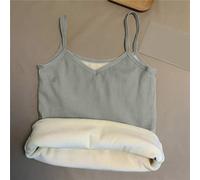 Ladies Warm Camisole Plush Thick Winter Layering Top Plus Size Cozy Sleeveless Polyester Fleece Lined Vest Thermal Underwear Baselayer for Autumn Spring(One Size Gray)