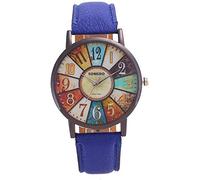 Ladies Watch,ITVIP Fashion Quartz Watch Casual Watch Personality Digital Turntable Table with Retro Stripes Pattern Strap 230mm blue