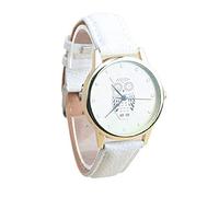 Ladies Watch,ITVIP Owl Dial Simple Scale Retro Analog Quartz Watch With Leather Strap 210mm Bianco