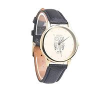 Ladies Watch,ITVIP Owl Dial Simple Scale Retro Analog Quartz Watch With Leather Strap 210mm Black