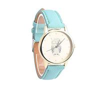 Ladies Watch,ITVIP Owl Dial Simple Scale Retro Analog Quartz Watch With Leather Strap 210mm green