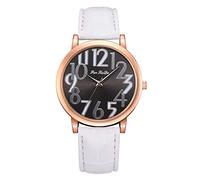 Ladies Watch,ITVIP Shell Rose Gold Digital Quartz Watch Fashion PU Leather Strap Working Watch Strap 245mm Bianco