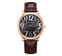 Ladies Watch,ITVIP Shell Rose Gold Digital Quartz Watch Fashion PU Leather Strap Working Watch Strap 245mm brown
