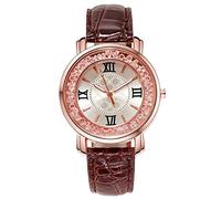 Ladies Watches Clearance,Women Easy Read Everyday Watch with Roman Numbers Creative Fashion Female Watch PU Leather Analog Quartz Wrist Watch Birthday Gifts for Women,Brown,A5K32A