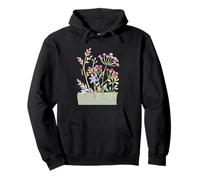 LADIES WATERCOLORED PRAYING MANTIS BOTANICAL GARDEN FLOWERS Pullover Hoodie