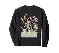 LADIES WATERCOLORED PRAYING MANTIS BOTANICAL GARDEN FLOWERS Sweatshirt