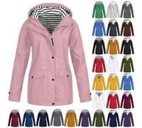 Ladies Waterproof Coats With Hood - Rain Coats For Women Hiking Winter Warm Plus Size Hooded Rain Coats Lightweight Casual Windproof Outdoor Coat With Pockets Loose Plush Rain Coats
