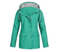 Ladies Waterproof Jackets, Women's Rain Jacket Lightweight Hooded Rain Coat Functional Waterproof Jackets Windbreaker Breathable Active Outdoor Coats 18th Birthday Gifts for Girls,Mint Green,L,U130K