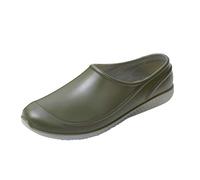 Ladies Waterproof Slip on Rubber Clogs for Wet Floors, Ultra Low Cut Rain Shoes with Grippy Sole, Lightweight Easy-Clean Outdoor Footwear for Kitchen, Yard Work and Balcony Cleaning Green