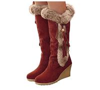 Ladies Waterproof Winter Rain Snow Mid Calf Womens Warm Walking Boots Wide Calf Boots Non Slip Work Boots Round Toe Waterproof Walking Boots Memory Foam Nubuck Boots Premium Quality Warm Shoes