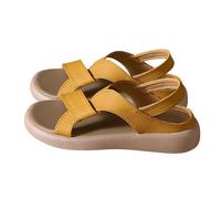 Ladies Wear Flat Bottomed Casual And Fashionable Beach Sandals In Summer Tan Slide on Shoes (Yellow, 6.5)