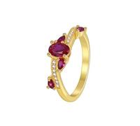 Ladies Wedding Band Lab Created Ruby Rings for Women Sterling Silver 18K Gold Au750 Twisted Size H 1/2 Modern for Sister Graduation Jewelry