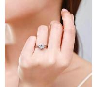 Ladies Wedding Band, The Wedding Ring with 1ct Round Lab Created Diamond Silver Platinum Size M 1/2