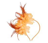 Ladies Wedding Fascinator Hats Tea Flower Mesh Wedding Party Hat HairClip Feather Pillbox Hat Fascinators Headband Hair Accessory Cocktail Headwear for Girls and Women (Gold, One Size)
