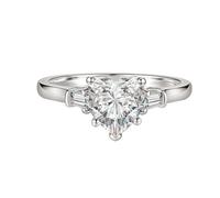 Ladies Wedding Rings, Dainty Moissanite Eternity Band 18K White Gold Heart Size R 1/2