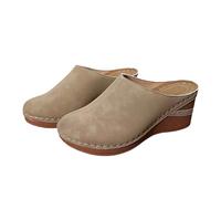 Ladies Wedge Clogs,Slip On Sliders Women Closed Toe Lightweight Slingback Sandals With Stitched Edge Detail Non-Slip Comfortable Cushion Summer Slippers Wide Fit Versatile Causal Mules