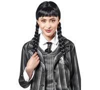 Ladies Wednesday Addams Black Plaited Adult Wig Addams Family Accessory Cosplay