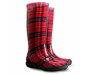 Ladies Wellies Red Grille Print Design, PVC, Waterproof Wellington, Rain, Boots