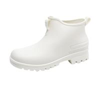 Ladies Wellies Size 5, Wellington Boots Women Slip-Resistant Fully Waterproof Hiking and Walking Shoes Rain Boot Wide Fit Pvc Rubber for Outdoor, Gardening & Wet Weather White 4.5