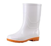Ladies Wellies Size 7, Wellington Boots Women Rubber Wide Fit Pvc Rain Boot Hiking and Walking Shoes Fully Waterproof Slip-Resistant for Outdoor, Gardening & Wet Weather White 6.5