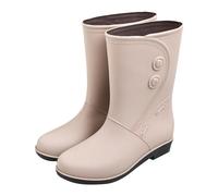 Ladies Wellies Size 7, Womens Wellies Wellington Boots Pvc Rubber Wide Fit Rain Boot Fully Waterproof Hiking and Walking Shoes Slip-Resistant for Outdoor, Gardening & Wet Weather Khaki 4.5