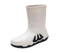 Ladies Wellies Waterproof Womens Boots Garden Shoes Paving Clothes Men's Rubber Rain Boots Casual Short Lightweight Heels Non Slip Rubber Sole Shoes Knee Wide Calf (White,5.5)