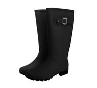 Ladies Wellington Boots Waterproof Boots for Women UK Rain Shoes for Women Short Ms. Korean Fashion Buckle Rain Shoes Outside The High Non Slip Wear Water Adult Rubber Womens Tie (Black,6.5)