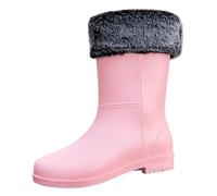 Ladies Wellingtons Waterproof Boots Gardening Shoes Fall Boots for Women Wide Width Women's Spring Summer Autumn and Winter Mid Tube Plus Velvet Cotton Removable and Washable Outdoor Fashion Work Fish