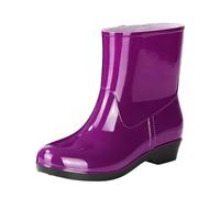 Ladies Wellingtons Waterproof Womens Boots Gardening Shoes Winter Women Boots Rain Women Mid Calf Rain Solid Color Garden Shoes Outdoor Comfortable Work Real Rubber for (Purple,6)