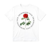 Ladies White Baby Tee Cropped Fitted Concert T-Shirt - Medium - Red Romantic 2026 Circle Print - Womens Adult Cotton Y2K Crop Top for Gigs Festivals and Hen Dos