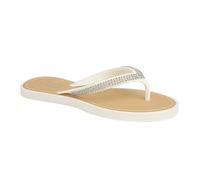 Ladies White Pink Eva Jelly Toe Post Flip Flop Surf Sandals New Summer Flat Beach Shoe (6 UK, White)