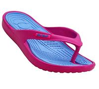 Ladies White Pink Eva Toe Post Flip Flop Surf Sandals New Summer Flat Beach Shoe (3 UK, Fuchsia Blue)